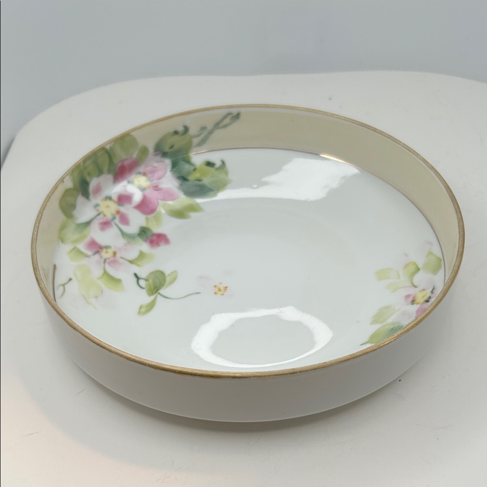 Nippon Hand Painted Floral Gold‎ Trim Porcelain Bowl Vintage Japan